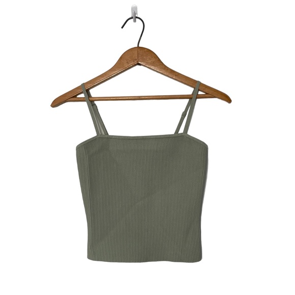 Babaton Tops - Aritzia Babaton Sculpt Knit Cami Tank Ribbed Cropped Green Sz. S NWOT